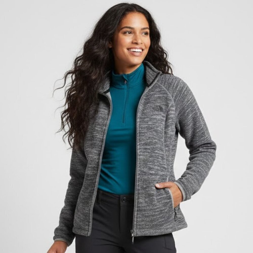 The North Face Polartec Gray Fleece Full Zip Long Sleeve Fall Jacket Size Medium